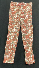 Nicole Miller New York Girls Brown Floral Ribbed Stretch Pants Leggings 4
