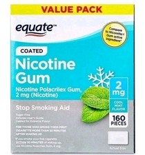 Lot 2 Equate Coated Nicotine Polacrilex Gum 2 Mg, Cool Mint 320 Pieces 6/2026 