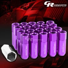 20X RACING RIM EXTENDED ACORN TUNER WHEEL LUG NUTS+1X ADAPTER KEY PURPLE