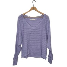 Free People We The Free Purple Thien Hacci Raw Seams Sweater Size XS