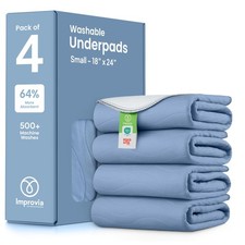 4 Pack IMPROVIA Washable Underpads, Heavy Absorbency Reusable Incontinence Pads