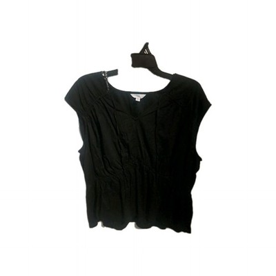Women's Gothic Time & TRU Short Sleeve Shirt V-neck Tie String Black Size XL NWT