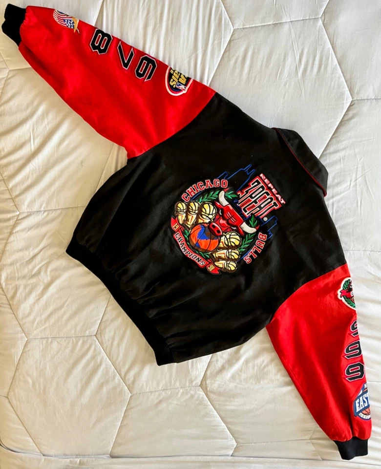 Chaqueta De Colección Chicago Bulls Jeff Hamilton L Repetición 3 Turba Roja Negra Hombres 1998 Foto 2 de 4