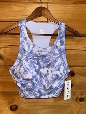 RBX NWT Womens Belly Crop Tank Top w/ Sports Bra Purple Wicking Size L