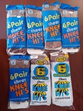 Vintage Knee Hi's High Stockings 7 Pack Lot Sheer There Are 6 Pair/ Pack Kmart