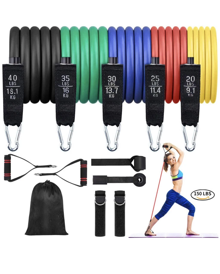AnikSunny Resistance Bands Set, Exercise Bands with Handles 150lb