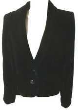 White House Black Market Velveteen Jacket Blazer Button Sz 6 Black Women WQ1
