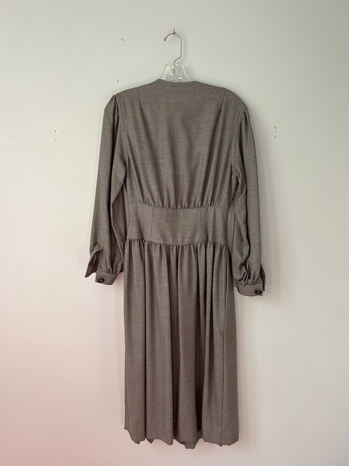 Vintage Adele Simpson Gray Button Front Wool Dress - image 4
