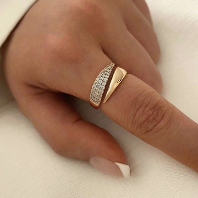 Fashion High Quality Multi-layer Geometry Rings Trendy Hollow Full Diamond Ring