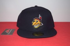 MLB New Era Cleveland Indians Chief Wahoo 7 7/8 Retro logo Hat RARE Guardians