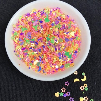 Peaches Love Heart Moons for Shell Crystal Sequins 10g Mixed PVC Glitters
