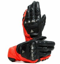 GUANTI MOTO DAINESE 4 STROKE 2 GLOVES SPORT RACING BLACK NERO FLUO ROSSO TG S