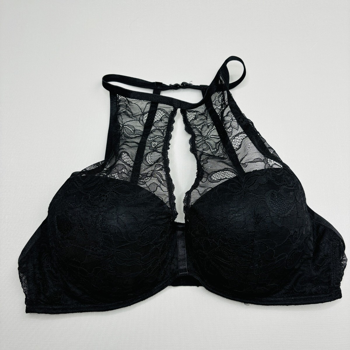 Smart & Sexy High Neck Push Up Bra 36C Very Sexy Black Lace Underwire  Keyhole | eBay
