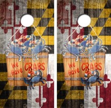 Maryland We Have Crab Cornhole Board Wrap LAMINATED Decal Vinyl Sticker 4493