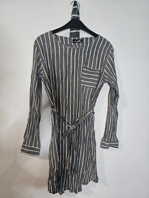   damen hemd blusen kleid Gr. 42 Grau Weiß Modanisa  