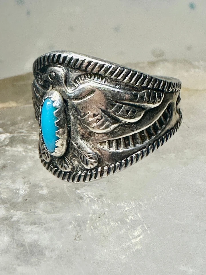 Anillo Phoenix Talla 5 Turquesa Banda Plata Esterlina Banda Mujeres Niños Niñas Foto 3 de 4