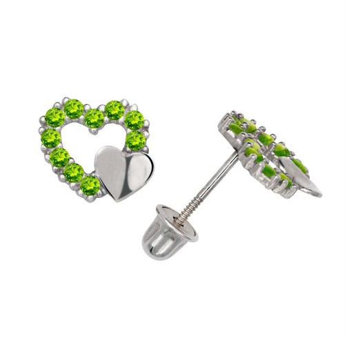 14K Yellow & White Gold Pretty CZ Heart Shaped Stud Earrings for Women - 第 16/24 張圖片