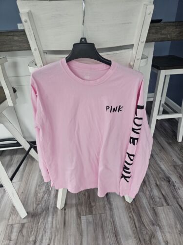 Victoria's Secret PINK  COTTON LONG SLEEVE CAMPUS T-SHIRT Large  New Without Tag - Picture 1 of 4