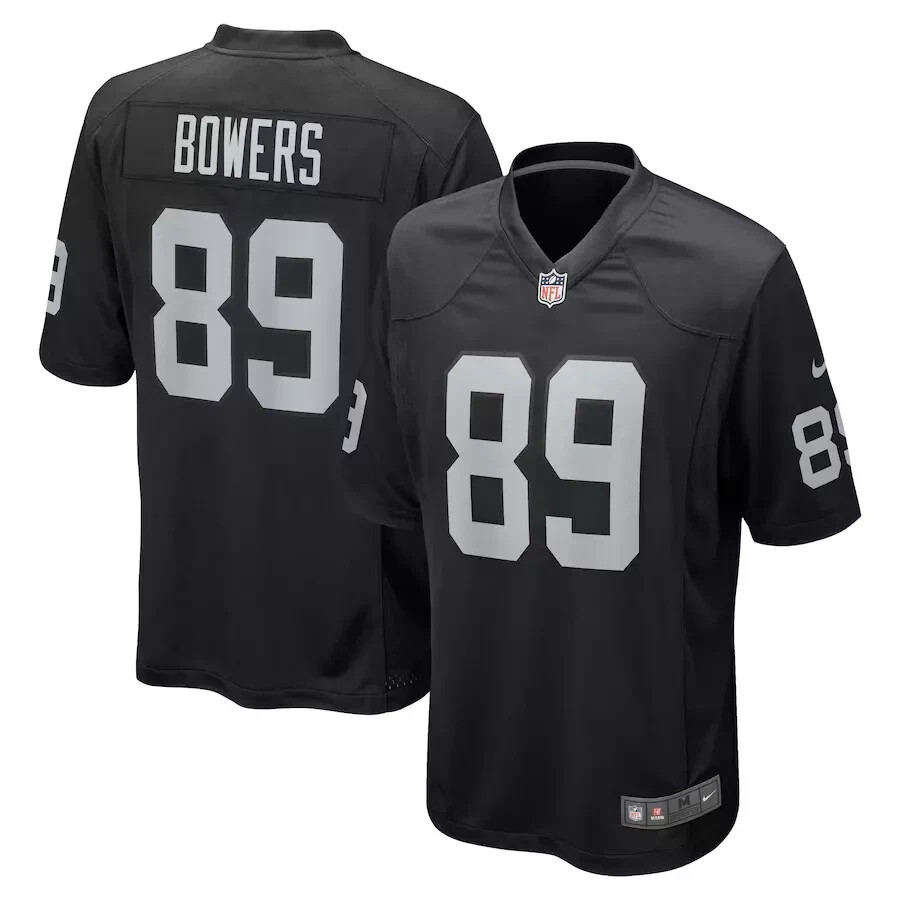 NWT Men's #89 Brock Bowers Black Player Game Stitched Jersey