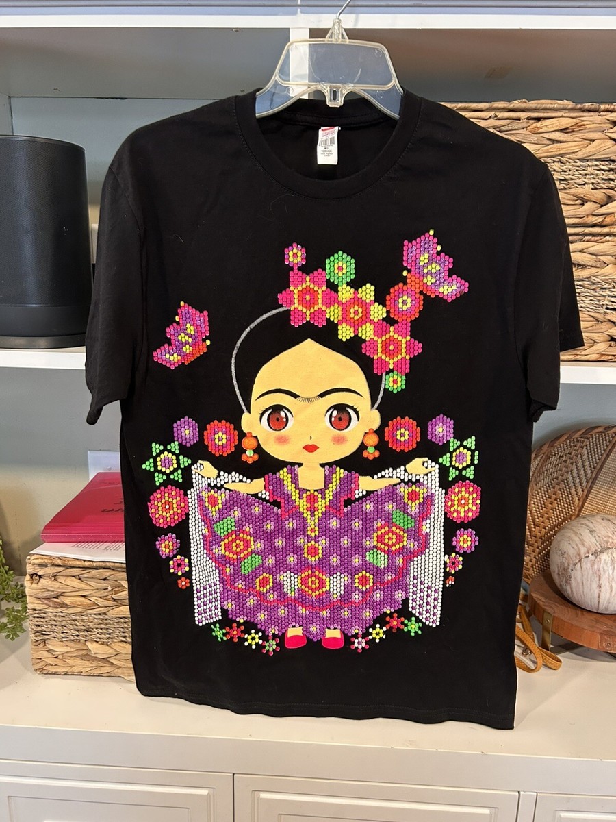 NEW! Frida Kahlo Cartoon Print Graphic Mexican T-Shirt Size M