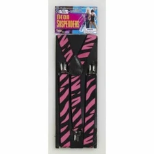 Forum Novelties - Punk Neon Suspenders - Adult Costume Accessory - Pink/Black