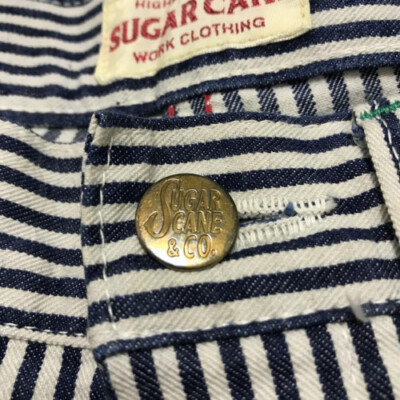 Made in Japan SUGAR CANE Hickory Stripe Denim Double Knee W36