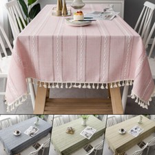 Tovaglia a quadri in lino di cotone nuova con nappa rettangolare tovaglia antipolvere