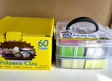 Shuttle Art Polymer Clay 60 Colors Tools and Accessories in Storage Bin NIB