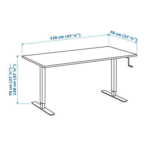 IKEA SKARSTA bureau assis/debout 70x120 cm blanc - Afbeelding 1 van 7