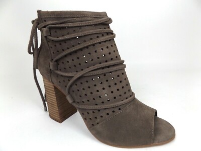 Very Volatile Womens Kalio Gery Perforated Leather Peep Toe Booties Size 8.0 NEW