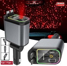 Retractable Car Charger 4in1 Car Fast Charger for Phone Starlight in Car Roof US