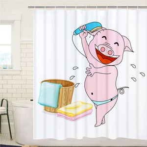 Waterproof Shower Curtain Cute Pig Animal Print Bathroom Decor Shower Curtain Ebay