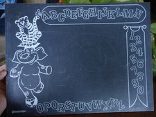 Vintage Childs Kids Room Black Board Kitschy Elephant Tiger ABC's 123's ap 15x12