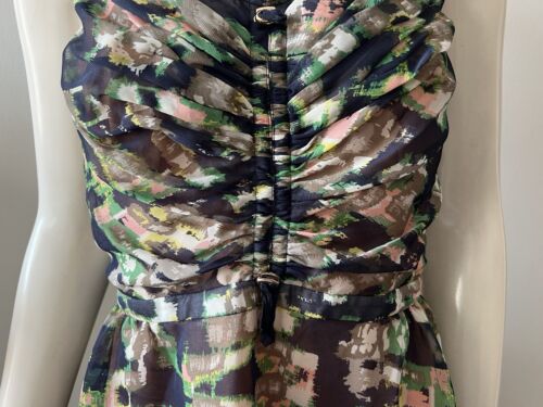 Blusa Top BYRON LARS BEAUTY MARK Estampado Multicolor Peplum Talla 8/10 - Imagen 3 de 6