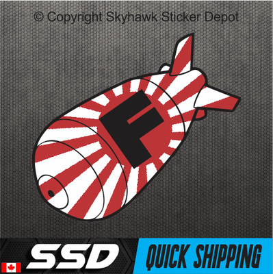 6'' F Bomb Rising Sun Vinyl Decal Bumper Sticker Nuke Atomic JDM Car Window Decal