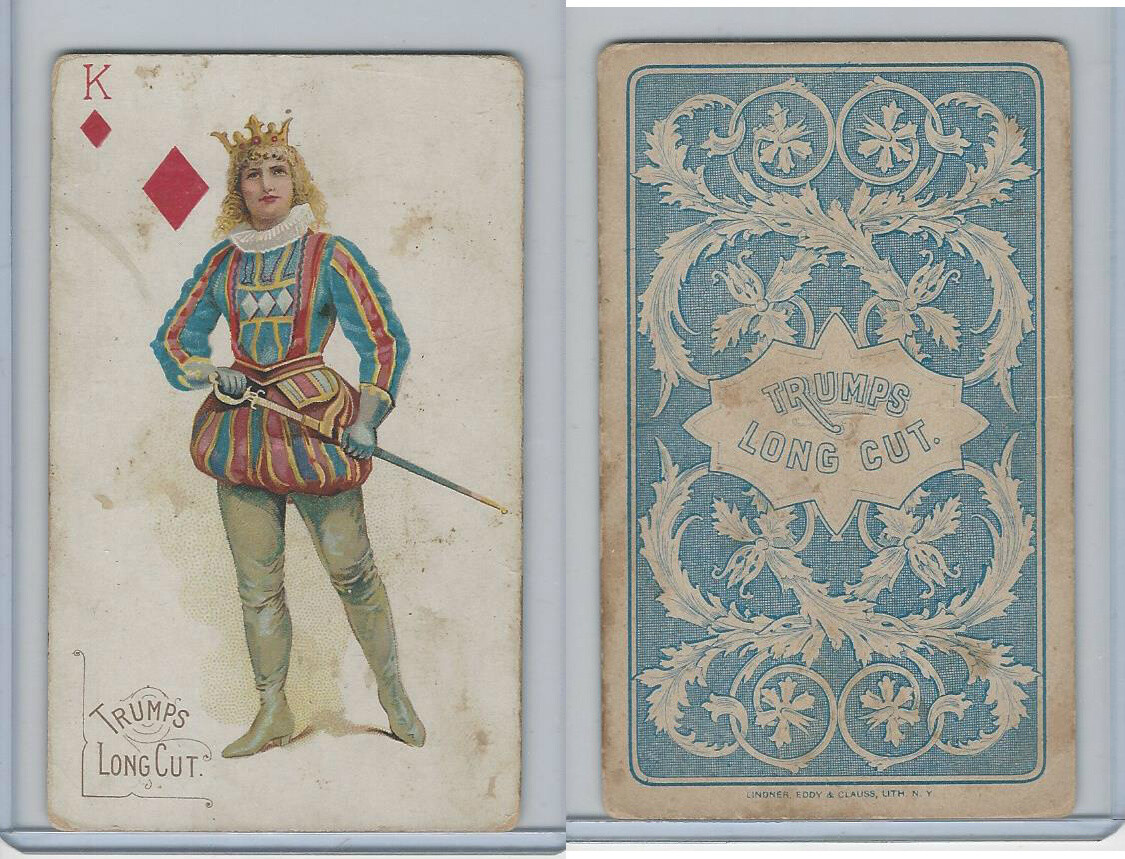 N457 Trumps Long Cut, Playing Cards, Blue Back, 1890, Diamond King