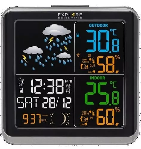 Oregon Scientific Stazione Metereologica Meteo Cornice Digitale 8'  Rilevamento Temperatura Interna Esterna Sensore Termo-Igrometro colore Nero  - TW686