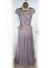 JENNY PACKHAM NO.1 Elegant Mauve Purple Long Lace Occasion Dress, size 8 - VGC