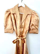VINTAGE 1920's SILK DAMASK DRESS ROBE GOWN PEACH PALE PEACH PINK ANTIQUE