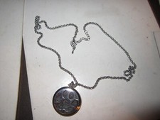 Funeral Ash Pendant Silver Pet Urn Necklace 20" CHAIN 1 1/8" PENDANT