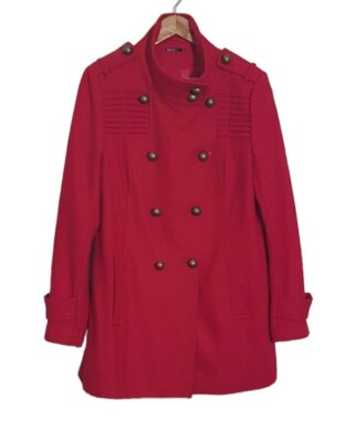 Tokito Ladies Size 16 Red Military Double Breasted Wool Blend Coat Jacket  Australia
