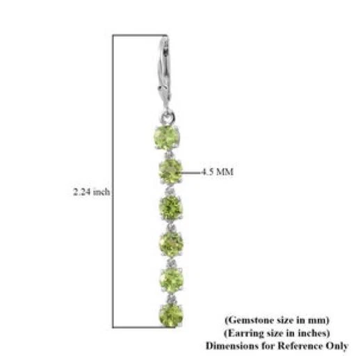 Natural Arizona Peridot Earrings in Platinum Over Sterling Silver 5.10 ctw - Image 4 of 4