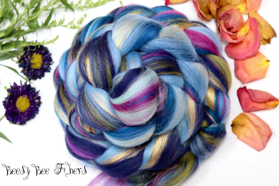 DRAGONFLY - Merino Mulberry Silk Blend Roving Combed Top Wool Roving - 4 oz - Image 2 of 4