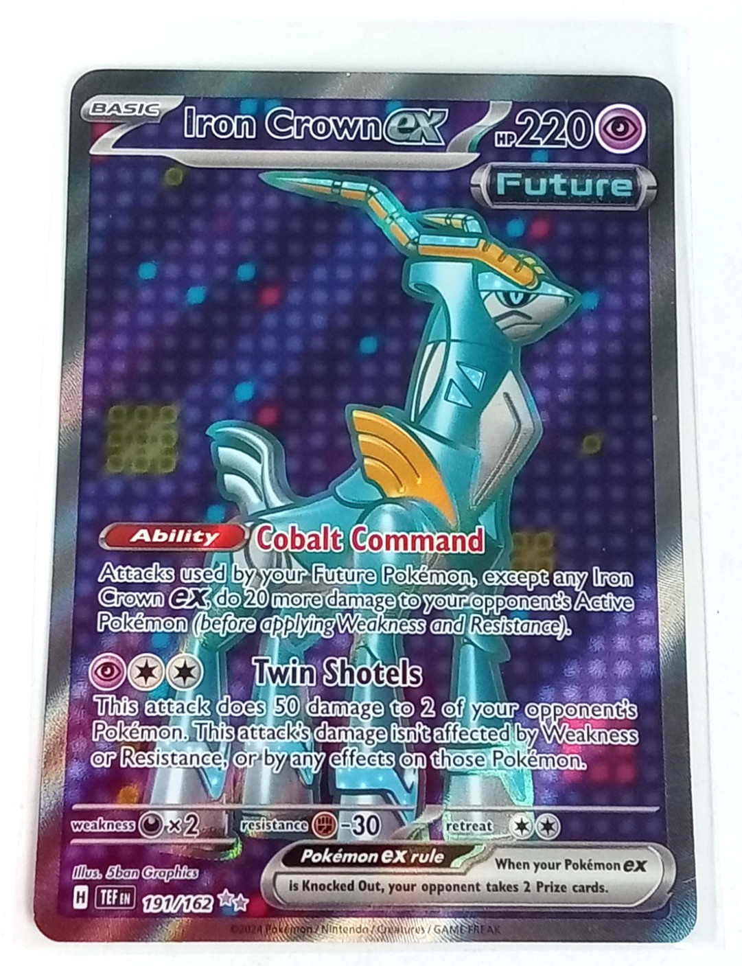 Iron Crown Ex 191/162 Temporal Forces Holo Rare Pokémon Card 2024