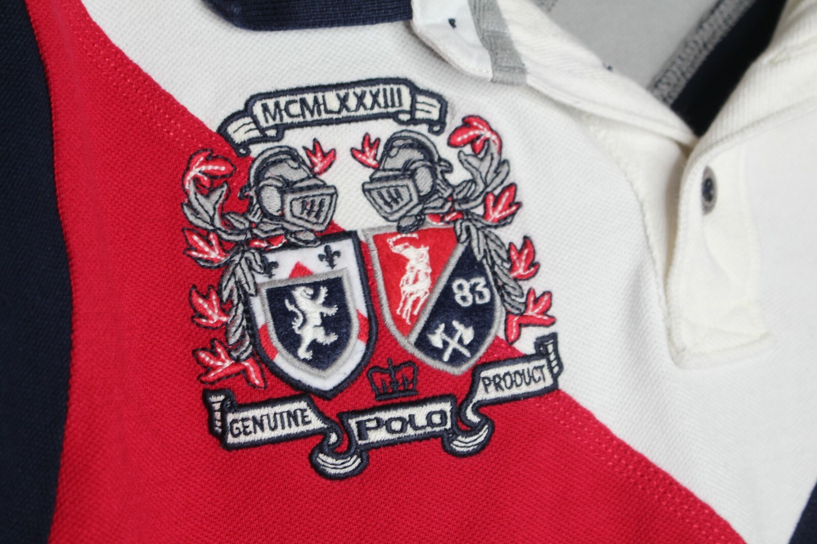 Polo vintage color block grande emblema pony camicia x grande anni 90? Etichetta in tessuto