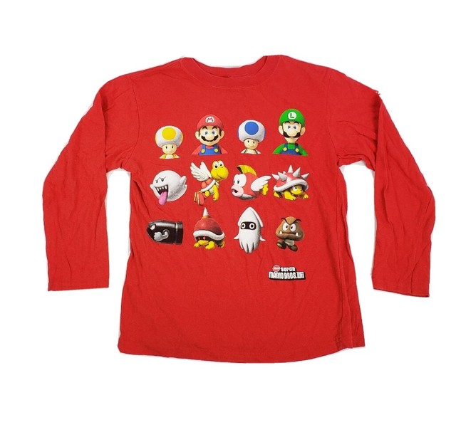 Nintendo Super Mario Bros Graphic Tee Shirt Long Sleeve Boys Large 100
