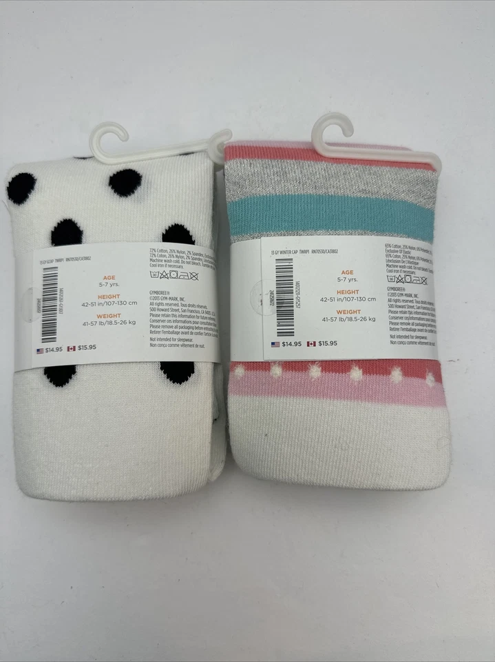 Nuevas Medias Gymboree Copo de Nieve Glamour Paquete de 2 Edades 5-7 Gris, Dorado, Blanco Fair Isle Foto 2 de 3