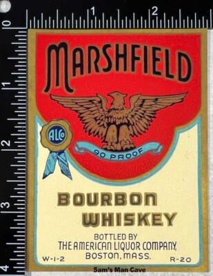 Marshfield Straight Whiskey Label - MASSACHUSETTS
