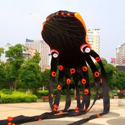 3D eyes 15m Black 1 Line Stunt Parafoil Octopus POWER Sport Kite outdoor toy