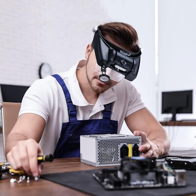 Aazon.co: Dilzekui Head Ount Agnifier With LED Light, Rechargeable Black Headband Agnifier